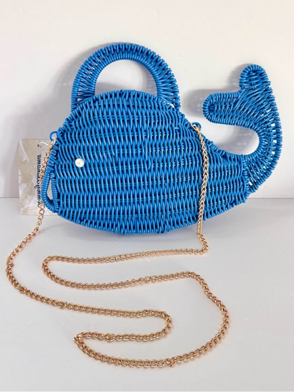 Tommy Bahama Whale Woven Crossbody Bag Blue NWT Novelty Beach Purse